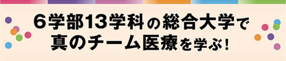 6学部13学科の総合大学で真のチーム医療を学ぶ！